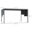 Outsunny 3m x 4m utdoor Garden Pergola with LED Lights Sliding Roof Grey