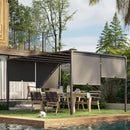 Outsunny 3m x 4m utdoor Garden Pergola with LED Lights Sliding Roof Grey