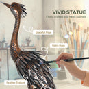 Outsunny Heron Garden Statue, Metal Garden Gift with Stakes, Silver Tone