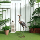 Outsunny Heron Garden Statue, Metal Garden Gift with Stakes, Silver Tone