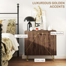 HOMCOM Sideboard Storage Cabinet with Luxurious Steel Lines Steel Legs Brown