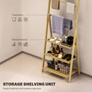HOMCOM 3-Tier Folding Bamboo Bathroom Storage Shelving Unit with Towel Bars