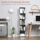HOMCOM 5-Tier Bookshelf Freestanding Bookcase Storage Shelves, White