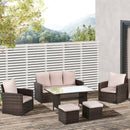 Outsunny Rattan Sofa Sets with Footstool - Brown