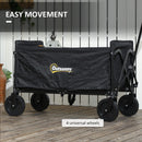 Outsunny 120L Folding Collapsible Wagon with Adjustable Handle, Grey