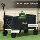 Outsunny 120L Folding Collapsible Wagon with Adjustable Handle, Grey