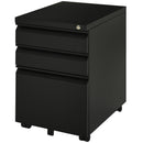 Vinsetto 3 Drawer File Cabinet, Lockable Metal Filling Cabinet, Black