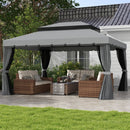 Outsunny 3x4m 2-Tier Gazebo Aluminium Garden Marquee Party Tent Light Grey