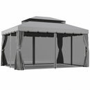 Outsunny 3x4m 2-Tier Gazebo Aluminium Garden Marquee Party Tent Light Grey