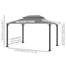 Outsunny 3x4m 2-Tier Gazebo Aluminium Garden Marquee Party Tent Light Grey