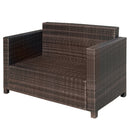 Outsunny Rattan Wicker 2-seat Sofa Loveseat Padded Garden Furniture Brown