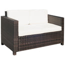 Outsunny Rattan Wicker 2-seat Sofa Loveseat Padded Garden Furniture Brown