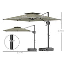 Outsunny Garden Cantilever Parasol w/ Weighted Base Tilt Crank