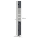 kleankin Slim Bathroom Cabinet, Toilet Roll Storage w/ Open Shelves, Grey