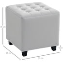 HOMCOM Square Footstool Small Ottoman w/ Wood Legs for Bedroom Light Grey