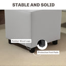 HOMCOM Square Footstool Small Ottoman w/ Wood Legs for Bedroom Light Grey
