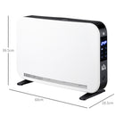 HOMCOM Portable Convector Heater with 24H Timer Adjustable Temperature White