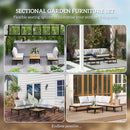 Outsunny 4 Seater Garden Corner Sofa Set with Removable Thick Cushions Teak