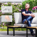 Outsunny 4 Seater Garden Corner Sofa Set with Removable Thick Cushions Teak