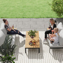 Outsunny 4 Seater Garden Corner Sofa Set with Removable Thick Cushions Teak