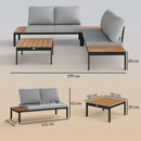 Outsunny 4 Seater Garden Corner Sofa Set with Removable Thick Cushions Teak