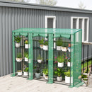 Outsunny 3 Tier Lean-to Mini Greenhouse with PE Cover, Green