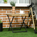 Outsunny Folding Square Rattan Coffee Table, Steel Frame Bistro Garden Natural