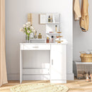 HOMCOM Vanity Table, Makeup Table with Mirror and Storage, White