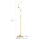 HOMCOM LED Floor Lamp, Standing Lamp With3 Adjustable Brightness Gold Tone