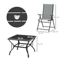 Outsunny 5 PCs Garden Dining Set, Folding Chairs and Metal Top Table