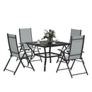 Outsunny 5 PCs Garden Dining Set, Folding Chairs and Metal Top Table