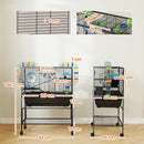 PawHut Hamster Cage, Gerbil Cage On Wheels With Storage Shelf