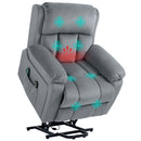 HOMCOM Lift Chair Riser And Recliner Chair With Vibration Massage, Heat, Grey