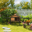 PawHut Rabbit Hutch Outdoor with Steel Run Removable Plastic Tray Natural