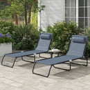 Outsunny Folding Beach Chair Chaise Lounge 4 Adjustable Positions