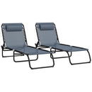 Outsunny Folding Beach Chair Chaise Lounge 4 Adjustable Positions
