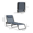 Outsunny Folding Beach Chair Chaise Lounge 4 Adjustable Positions
