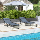 Outsunny Folding Beach Chair Chaise Lounge 4 Adjustable Positions