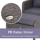 Outsunny Rattan 2 Seater Set with Footstools and Side Table - Dark Grey