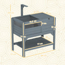 PawHut Wooden Tortoise House w/ Run, Shelter, Shelf, Lamp Holder, Grey