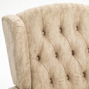 HOMCOM Marble Effect Manual Reclining Armchair W/ Footrest Studs Wood Legs Beige