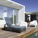 Outsunny  Rattan Sun Lounger  w/ Cushion -  Grey