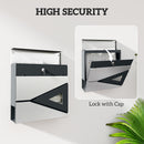 HOMCOM Modern Wall Mounted Post Box, Weatherproof Letterbox with Lock