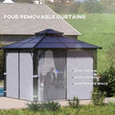 Outsunny 3x3(m) Hardtop Gazebo with Polycarbonate Roof & Sides, Grey