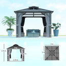 Outsunny 3x3(m) Hardtop Gazebo with Polycarbonate Roof & Sides, Grey
