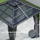 Outsunny 3x3(m) Hardtop Gazebo with Polycarbonate Roof & Sides, Grey