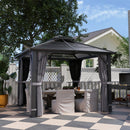 Outsunny 3x3(m) Hardtop Gazebo with Polycarbonate Roof & Sides, Grey