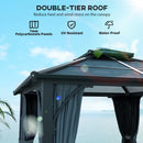 Outsunny 3x3(m) Hardtop Gazebo with Polycarbonate Roof & Sides, Grey