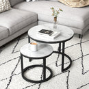 HOMCOM Glass Coffee Table Set of 2, Round Nest of Tables for Living Room