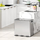 HOMCOM 3 x 15L Triple Kitchen Bin Pedal Bin for Recycling and Waste